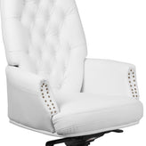 Hansel High Back Traditional Tufted White LeatherSoft Multifunction Executive Swivel Ergonomic Office Chair with Arms