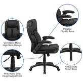 Hansel Extreme Comfort High Back Black LeatherSoft Executive Swivel Ergonomic Office Chair with Flip-Up Arms