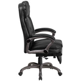 Martin High Back Black LeatherSoft Executive Reclining Ergonomic Swivel Office Chair with Outer Lumbar Cushion and Arms