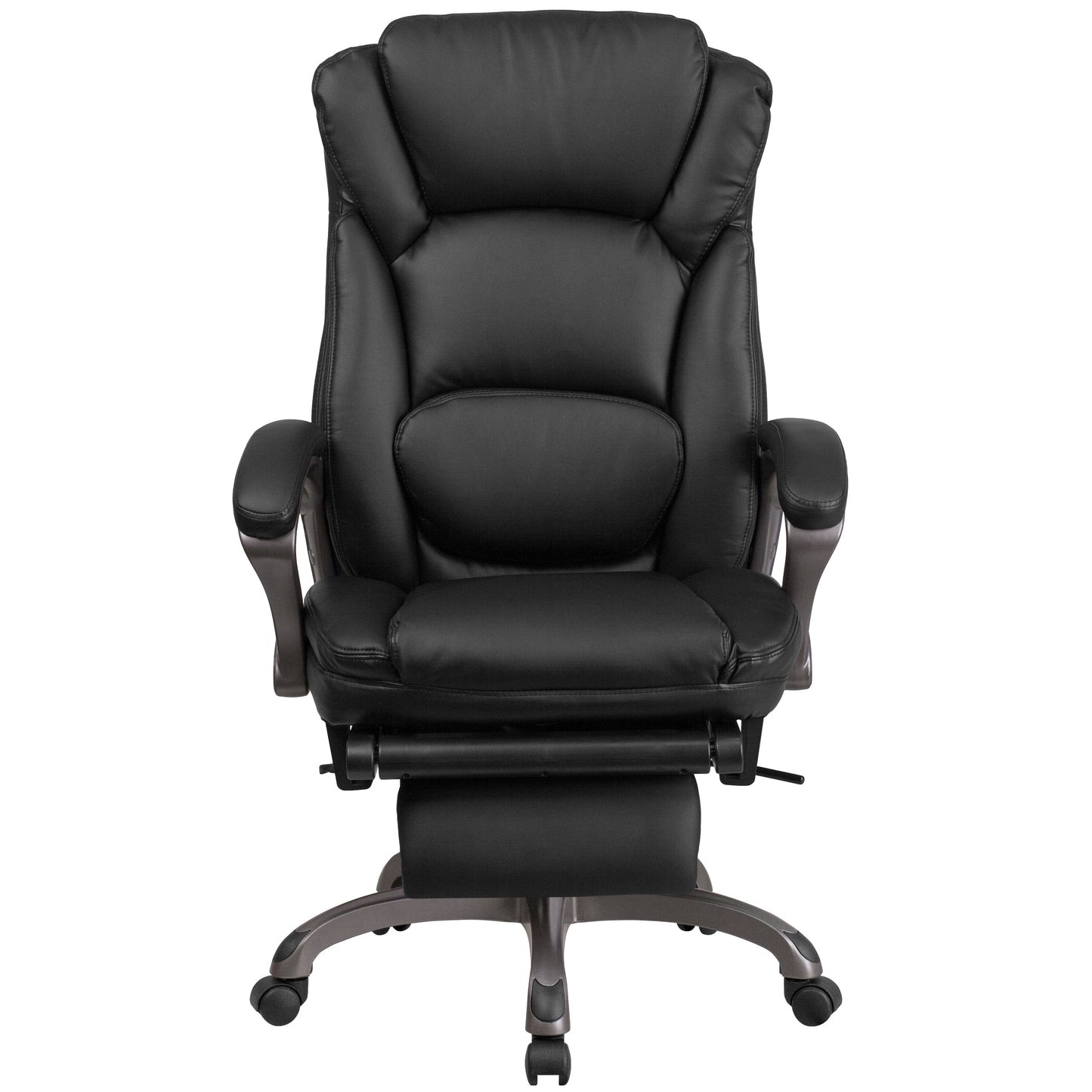 Martin High Back Black LeatherSoft Executive Reclining Ergonomic Swivel Office Chair with Outer Lumbar Cushion and Arms