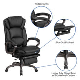 Martin High Back Black LeatherSoft Executive Reclining Ergonomic Swivel Office Chair with Outer Lumbar Cushion and Arms