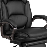 Martin High Back Black LeatherSoft Executive Reclining Ergonomic Swivel Office Chair with Outer Lumbar Cushion and Arms