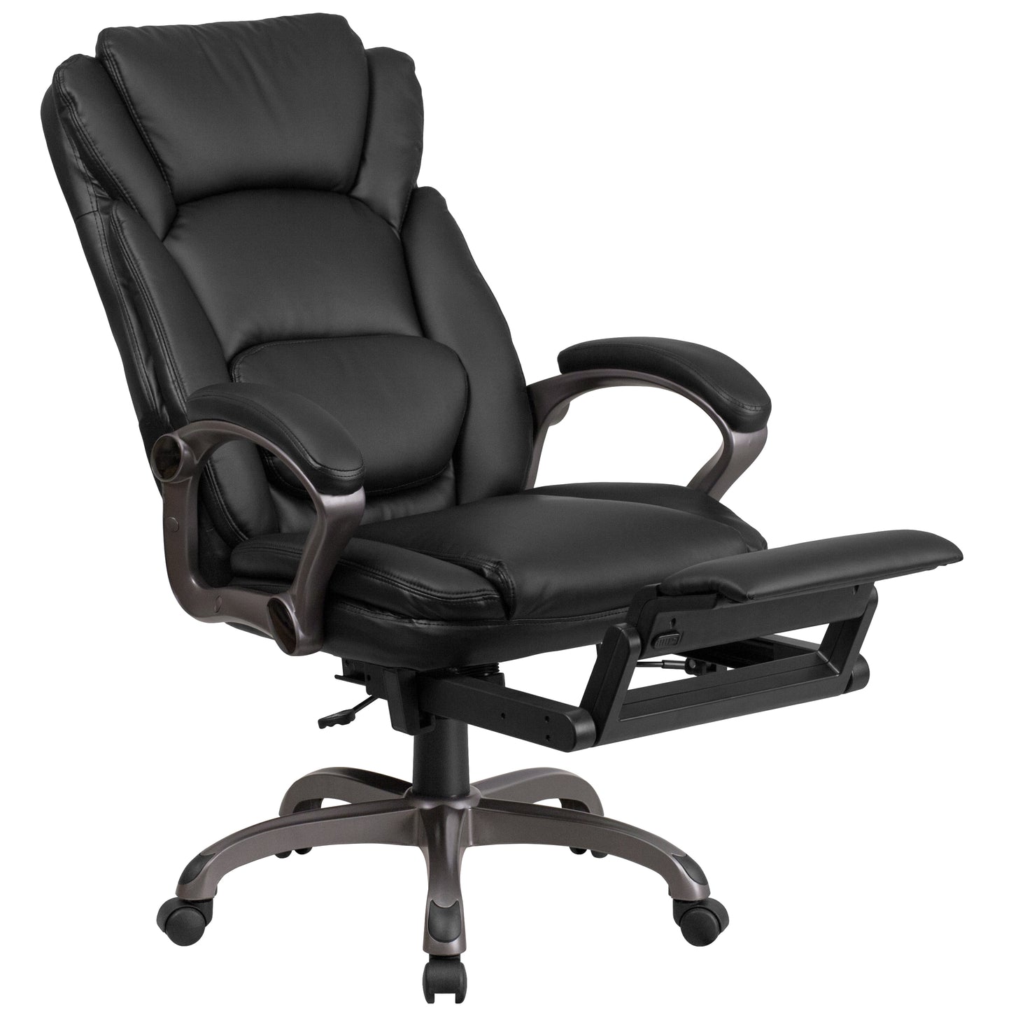 Martin High Back Black LeatherSoft Executive Reclining Ergonomic Swivel Office Chair with Outer Lumbar Cushion and Arms
