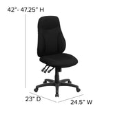 Hughes High Back Black Fabric Multifunction Swivel Ergonomic Task Office Chair