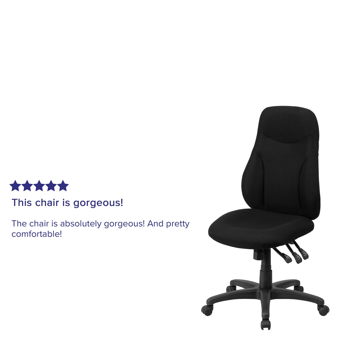 Hughes High Back Black Fabric Multifunction Swivel Ergonomic Task Office Chair