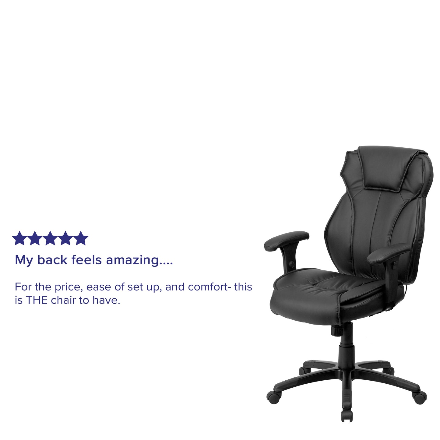 Hansel High Back Black LeatherSoft Multifunction Executive Swivel Ergonomic Office Chair with Lumbar Support Knob with Arms
