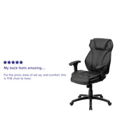 Hansel High Back Black LeatherSoft Multifunction Executive Swivel Ergonomic Office Chair with Lumbar Support Knob with Arms