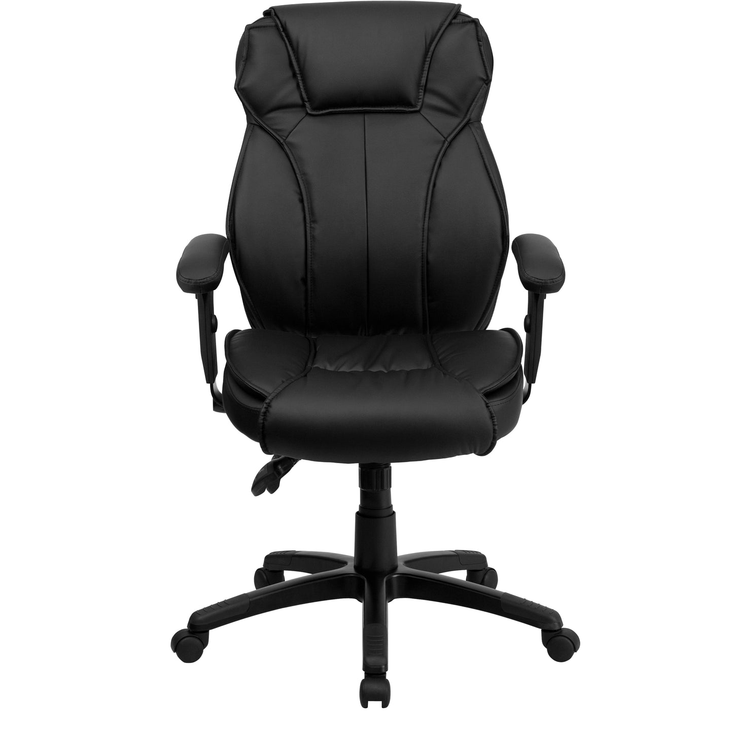 Hansel High Back Black LeatherSoft Multifunction Executive Swivel Ergonomic Office Chair with Lumbar Support Knob with Arms