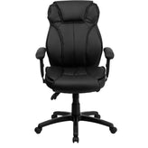 Hansel High Back Black LeatherSoft Multifunction Executive Swivel Ergonomic Office Chair with Lumbar Support Knob with Arms