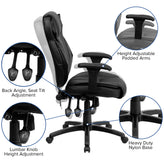 Hansel High Back Black LeatherSoft Multifunction Executive Swivel Ergonomic Office Chair with Lumbar Support Knob with Arms
