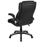 Hansel High Back Black LeatherSoft Executive Swivel Office Chair with Double Layered Headrest and Open Arms