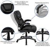 Hansel High Back Black LeatherSoft Executive Swivel Office Chair with Double Layered Headrest and Open Arms