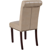HERCULES Series Beige LeatherSoft Parsons Chair with Rolled Back, Accent Nail Trim and Walnut Finish