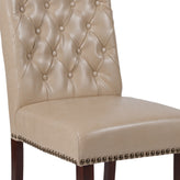 HERCULES Series Beige LeatherSoft Parsons Chair with Rolled Back, Accent Nail Trim and Walnut Finish
