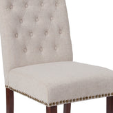 HERCULES Series Beige Fabric Parsons Chair with Rolled Back, Accent Nail Trim and Walnut Finish