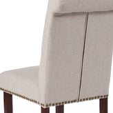 HERCULES Series Beige Fabric Parsons Chair with Rolled Back, Accent Nail Trim and Walnut Finish