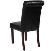 HERCULES Series Black LeatherSoft Parsons Chair with Rolled Back, Accent Nail Trim and Walnut Finish