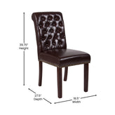HERCULES Series Brown LeatherSoft Parsons Chair with Rolled Back, Accent Nail Trim and Walnut Finish