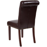 HERCULES Series Brown LeatherSoft Parsons Chair with Rolled Back, Accent Nail Trim and Walnut Finish