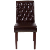 HERCULES Series Brown LeatherSoft Parsons Chair with Rolled Back, Accent Nail Trim and Walnut Finish