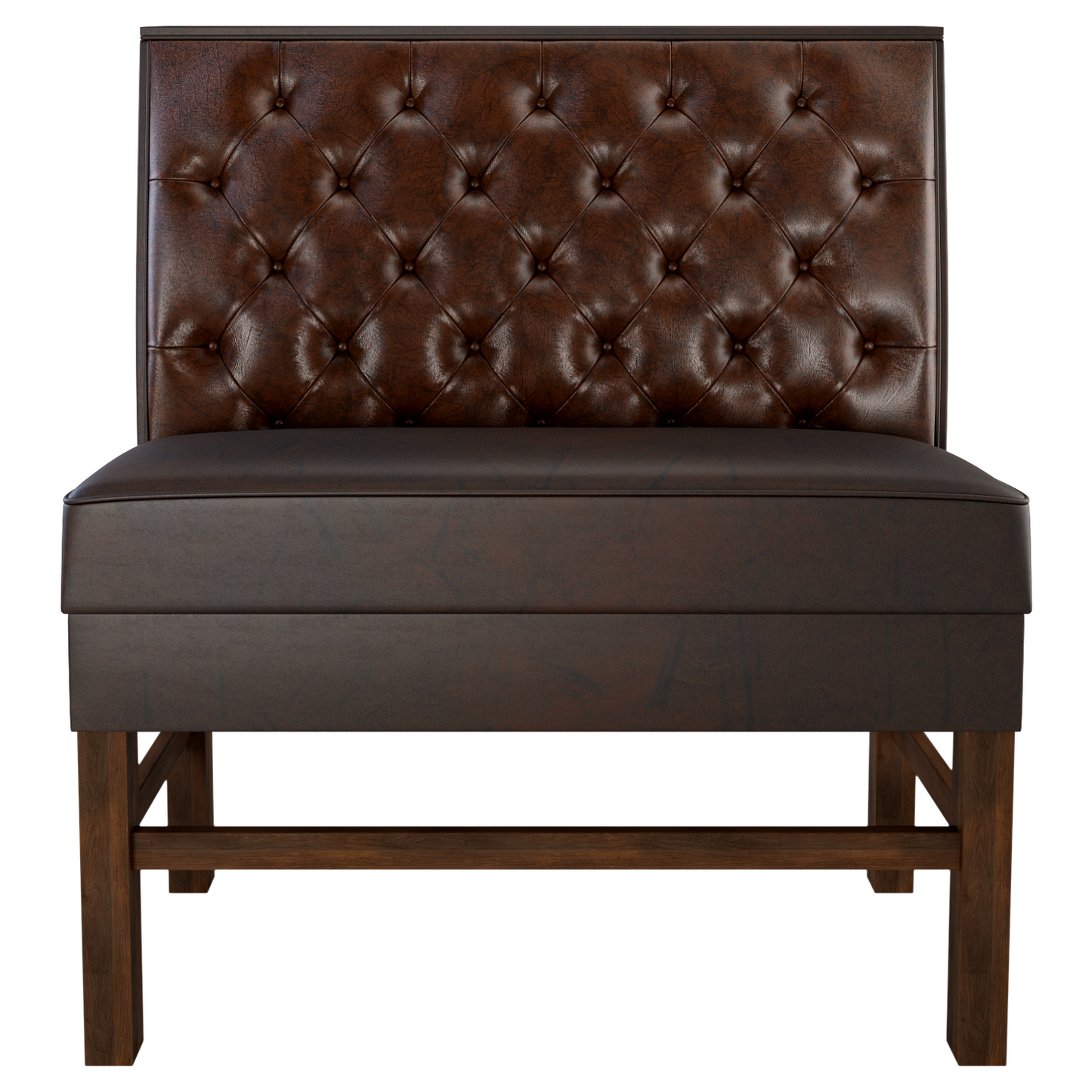 Button Tufted Back Restaurant Booth with Extended Wood Legs - Bar Height19f907fb8634a91e35