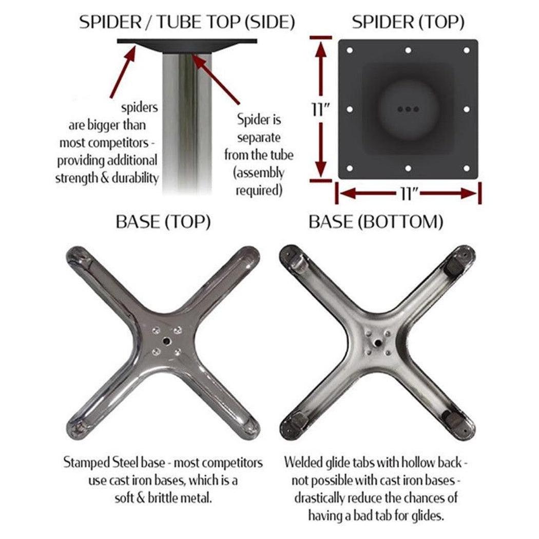Chrome Plated Bar Height Stamped Steel Cross Bases – Restaurant ...