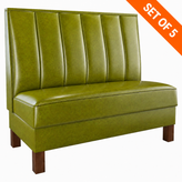 6 Channels Back Booth with Legs in Green Vinyl - Set of 5