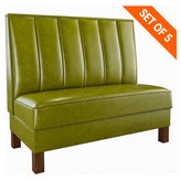 6 Channels Back Booth with Legs in Green Vinyl - Set of 5