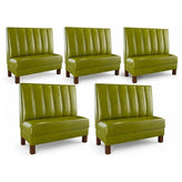 6 Channels Back Booth with Legs in Green Vinyl - Set of 5
