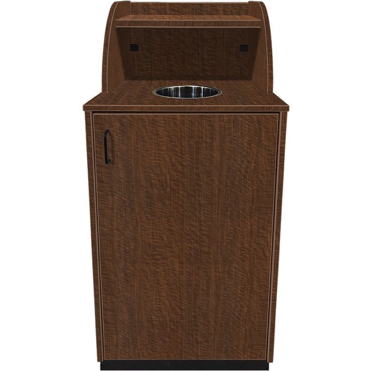 Waste Receptacle with Tray Shelf and Waste Drop Off Hole
