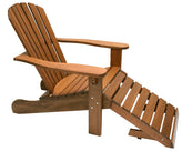 Eucalyptus Outdoor Adirondack Chair with Built-In Ottoman
