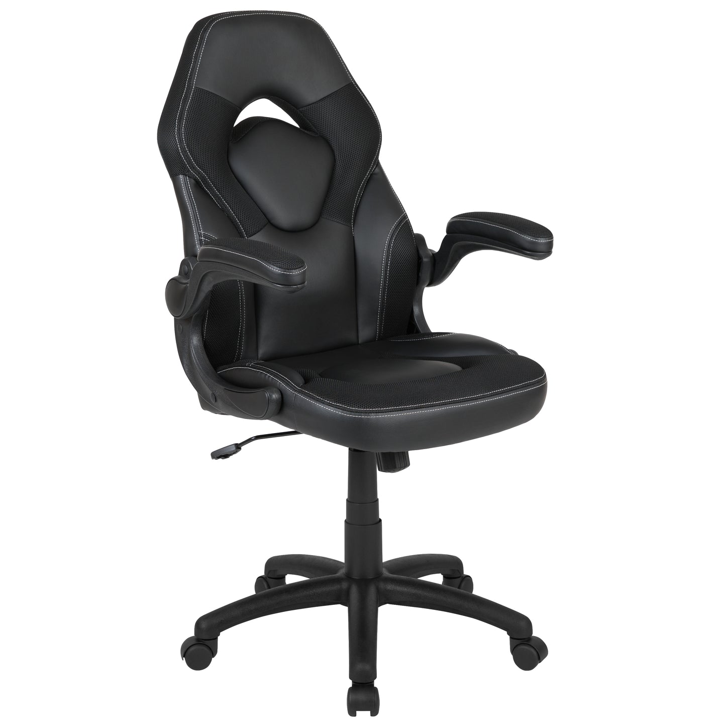 X10 Gaming Chair, Racing Style Ergonomic Office Chair, Height Adjustable Swivel Computer Chair with Flip-Up Arms, Black LeatherSoft