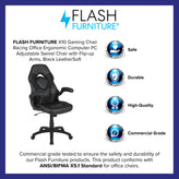 X10 Gaming Chair, Racing Style Ergonomic Office Chair, Height Adjustable Swivel Computer Chair with Flip-Up Arms, Black LeatherSoft