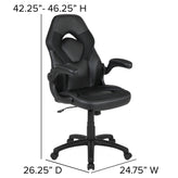 X10 Gaming Chair, Racing Style Ergonomic Office Chair, Height Adjustable Swivel Computer Chair with Flip-Up Arms, Black LeatherSoft