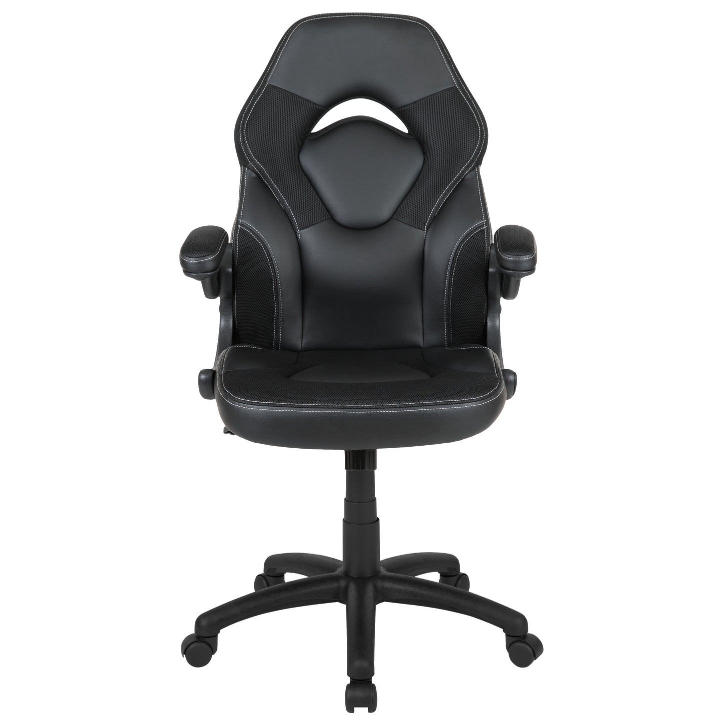 X10 Gaming Chair, Racing Style Ergonomic Office Chair, Height Adjustable Swivel Computer Chair with Flip-Up Arms, Black LeatherSoft