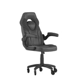 X10 Gaming Chair Racing Office Computer PC Adjustable Chair with Flip-up Arms and Transparent Roller Wheels, Black LeatherSoft