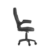 X10 Gaming Chair Racing Office Computer PC Adjustable Chair with Flip-up Arms and Transparent Roller Wheels, Black LeatherSoft