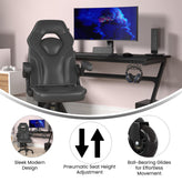 X10 Gaming Chair Racing Office Computer PC Adjustable Chair with Flip-up Arms and Transparent Roller Wheels, Black LeatherSoft