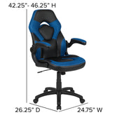 X10 Gaming Chair, Racing Style Ergonomic Office Chair, Height Adjustable Swivel Computer Chair with Flip-Up Arms, Blue/Black LeatherSoft