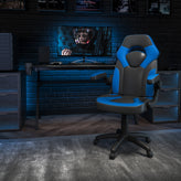 X10 Gaming Chair, Racing Style Ergonomic Office Chair, Height Adjustable Swivel Computer Chair with Flip-Up Arms, Blue/Black LeatherSoft