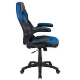 X10 Gaming Chair, Racing Style Ergonomic Office Chair, Height Adjustable Swivel Computer Chair with Flip-Up Arms, Blue/Black LeatherSoft