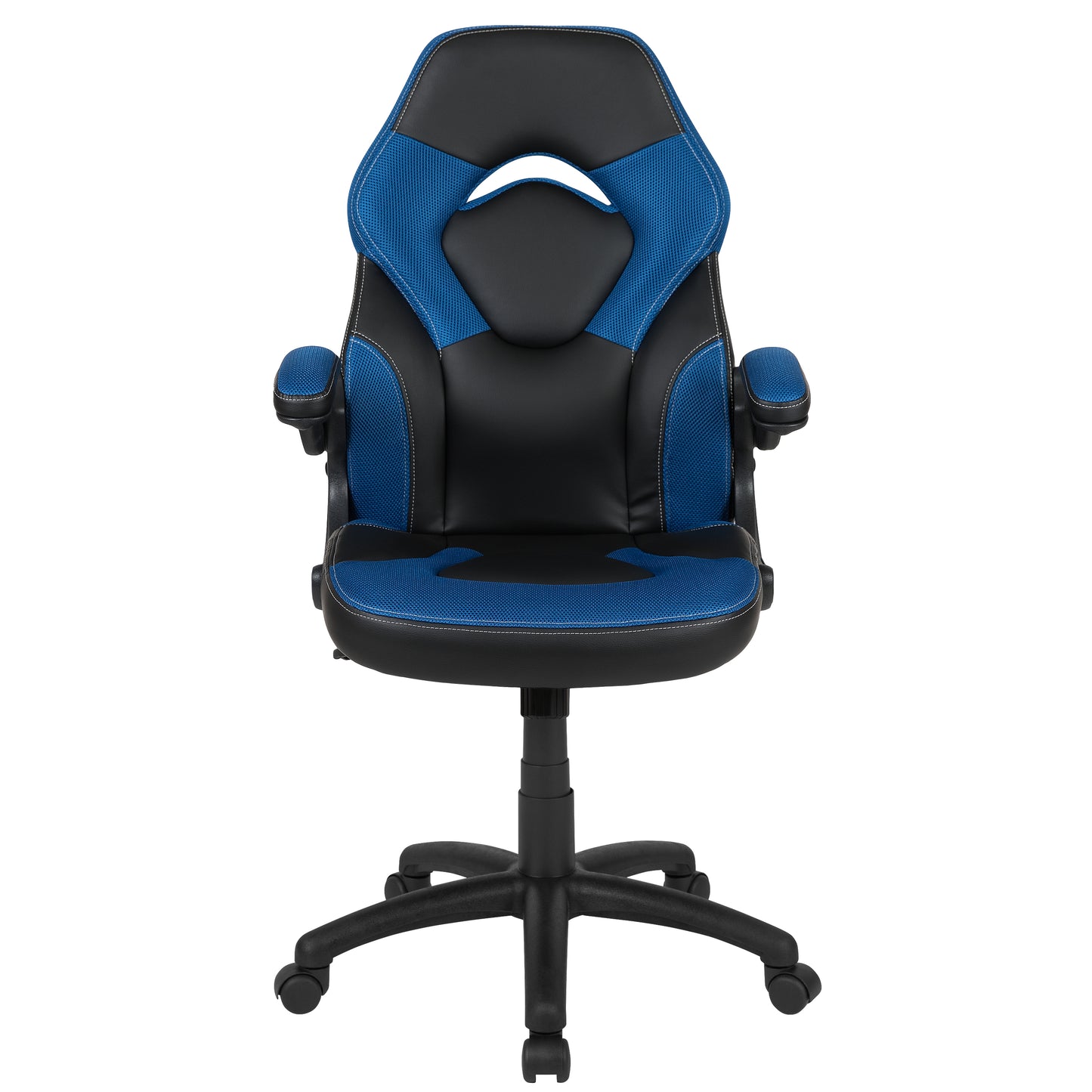 X10 Gaming Chair, Racing Style Ergonomic Office Chair, Height Adjustable Swivel Computer Chair with Flip-Up Arms, Blue/Black LeatherSoft