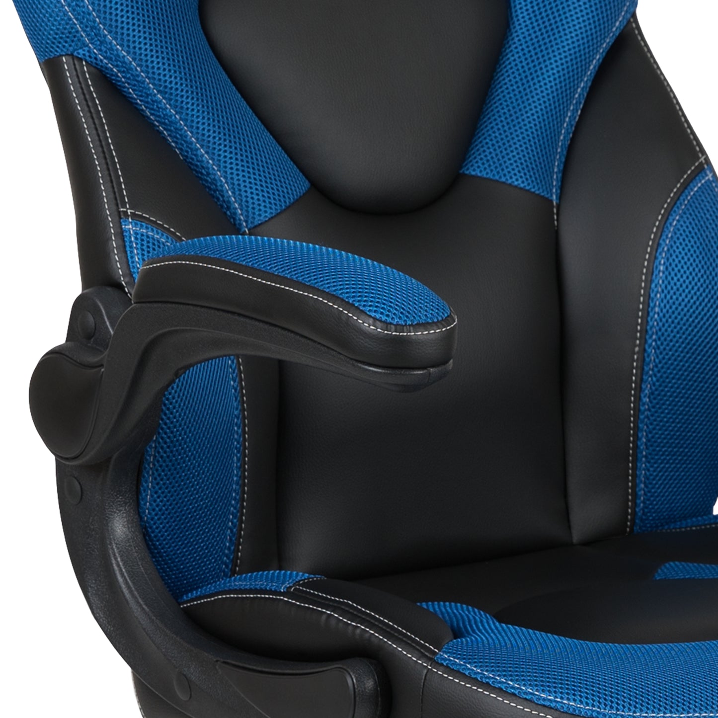 X10 Gaming Chair, Racing Style Ergonomic Office Chair, Height Adjustable Swivel Computer Chair with Flip-Up Arms, Blue/Black LeatherSoft
