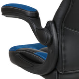 X10 Gaming Chair, Racing Style Ergonomic Office Chair, Height Adjustable Swivel Computer Chair with Flip-Up Arms, Blue/Black LeatherSoft