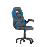X10 Gaming Chair Racing Office Computer PC Adjustable Chair with Flip-up Arms and Transparent Roller Wheels, Blue/Black LeatherSoft