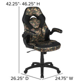 X10 Gaming Chair, Racing Style Ergonomic Office Chair, Height Adjustable Swivel Computer Chair with Flip-Up Arms, Camouflage/Black LeatherSoft