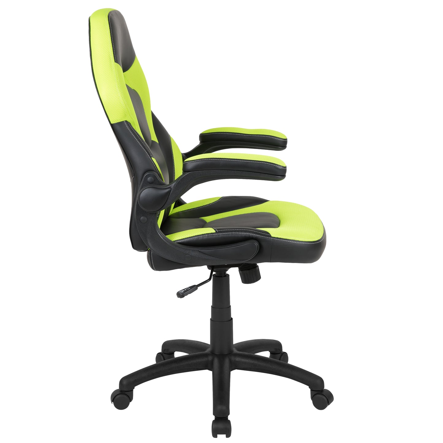 X10 Gaming Chair, Racing Style Ergonomic Office Chair, Height Adjustable Swivel Computer Chair with Flip-Up Arms, Neon Green/Black LeatherSoft