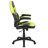 X10 Gaming Chair, Racing Style Ergonomic Office Chair, Height Adjustable Swivel Computer Chair with Flip-Up Arms, Neon Green/Black LeatherSoft