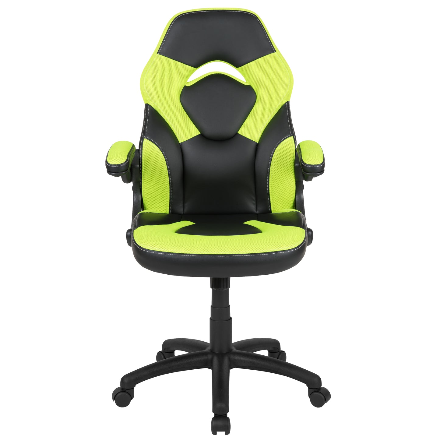 X10 Gaming Chair, Racing Style Ergonomic Office Chair, Height Adjustable Swivel Computer Chair with Flip-Up Arms, Neon Green/Black LeatherSoft