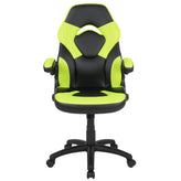 X10 Gaming Chair, Racing Style Ergonomic Office Chair, Height Adjustable Swivel Computer Chair with Flip-Up Arms, Neon Green/Black LeatherSoft